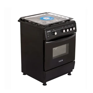 SCANFROST 60×60 CM 4-Burner Gas Cooker – Black Glass Top Oven & Grill (CK6400B)