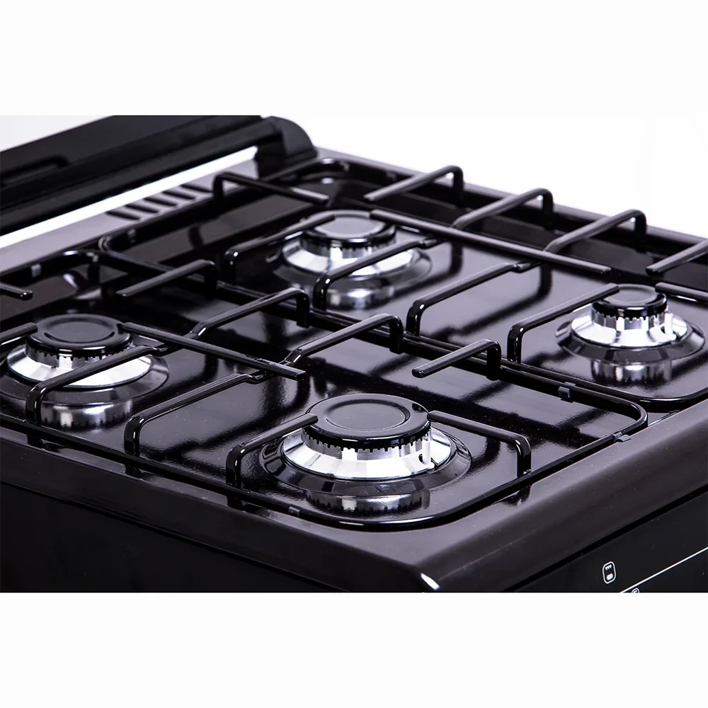 SCANFROST 60×60 CM 4-Burner Gas Cooker – Black Glass Top Oven & Grill (CK6400B)