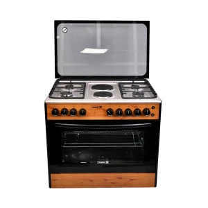 SCANFROST 90×60 CM 4-Gas + 2-Electric Cooker – Wood Finish Oven & Electric Grill (SFC9426NEF)