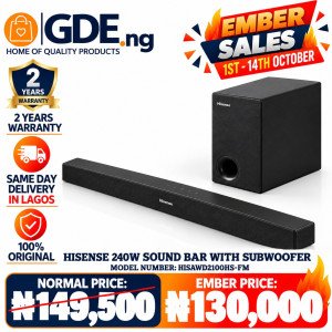 Hisense HS2100-FM 240W 2.1CH Soundbar with Subwoofer – Clear & Powerful Home Audio