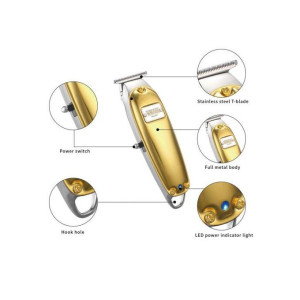 WMARK All-metal  Sliver Electric Cordless T-Blade Hair Trimmer 1400mAh Hair Cutter Electric Cordless Hair Clipper NG-2021