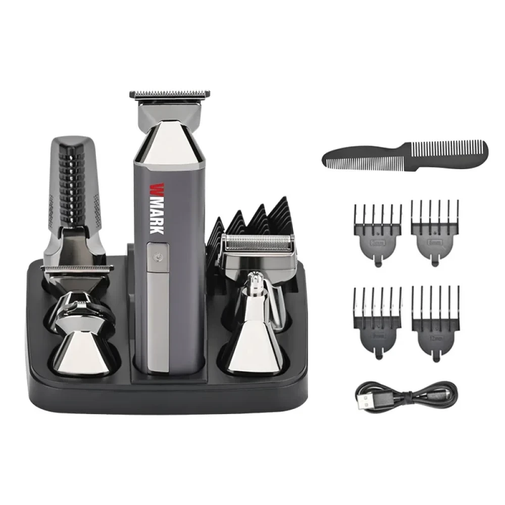 Wmark Rechargeable Hair Trimmer Set 6 IN 1 Metal Housing - NG - HT001