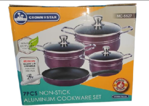 Master Chef 7-Piece Non-Stick Cookware Set MC-5527 | 16cm, 18cm, 20cm Saucepots with Lids + 20cm Frying Pan