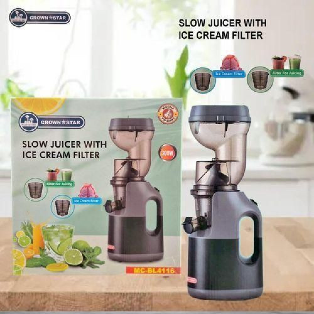 Master Chef Slow Juicer with Ice Cream Filter MC-BL4116 | 300W Dual Function Juicer & Dessert Maker