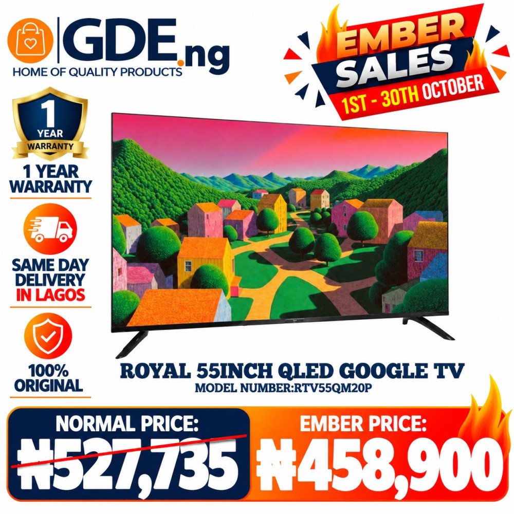 Royal 55 Inch QLED Smart Google TV RTV55QM20P with Dolby Audio and Chromecast