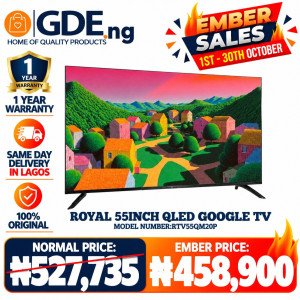 Royal 55 Inch QLED Smart Google TV RTV55QM20P with Dolby Audio and Chromecast