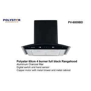 Polystar 60cm Cooker Hood PV-6009BD - Hand Sensor, Charcoal Filter, 100% Copper Motor