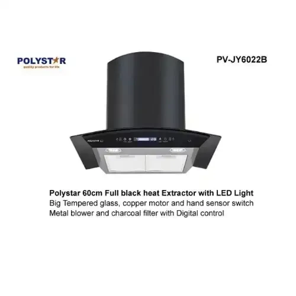 Polystar 60cm Cooker Hood PV-JY6022B - Hand Wave Sensor + Remote Control, 100% Copper