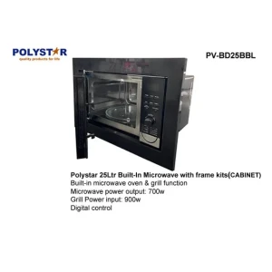 Polystar 25L Built-In Stainless Steel Microwave with Grill & Frame Kit – PV-BD25BBL