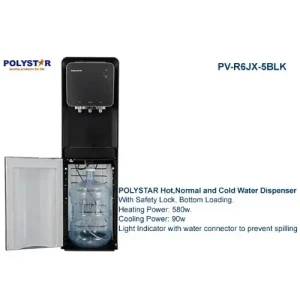 Polystar PV-R6JX-5BLK Bottom Loading Water Dispenser with Hot, Cold & Normal Taps – Black