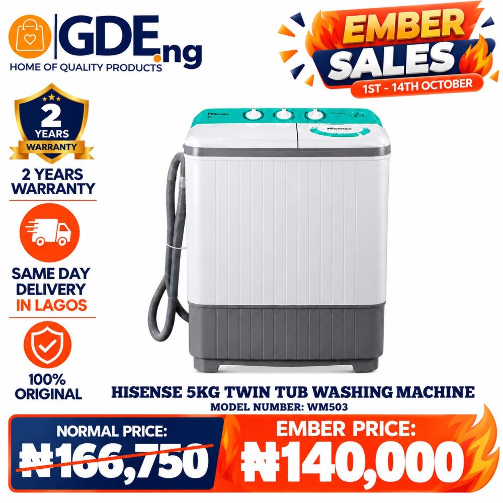 Hisense Top Load Twin Tub 5KG Washing Machine (WSPA503) – Compact & Efficient Laundry
