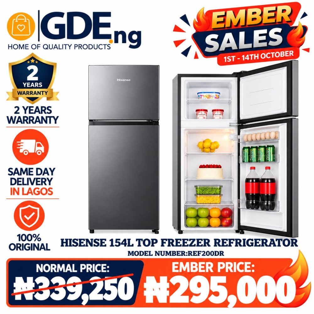 Hisense 154L Top Freezer Refrigerator (200DR) – Compact, Reliable & Energy Efficient