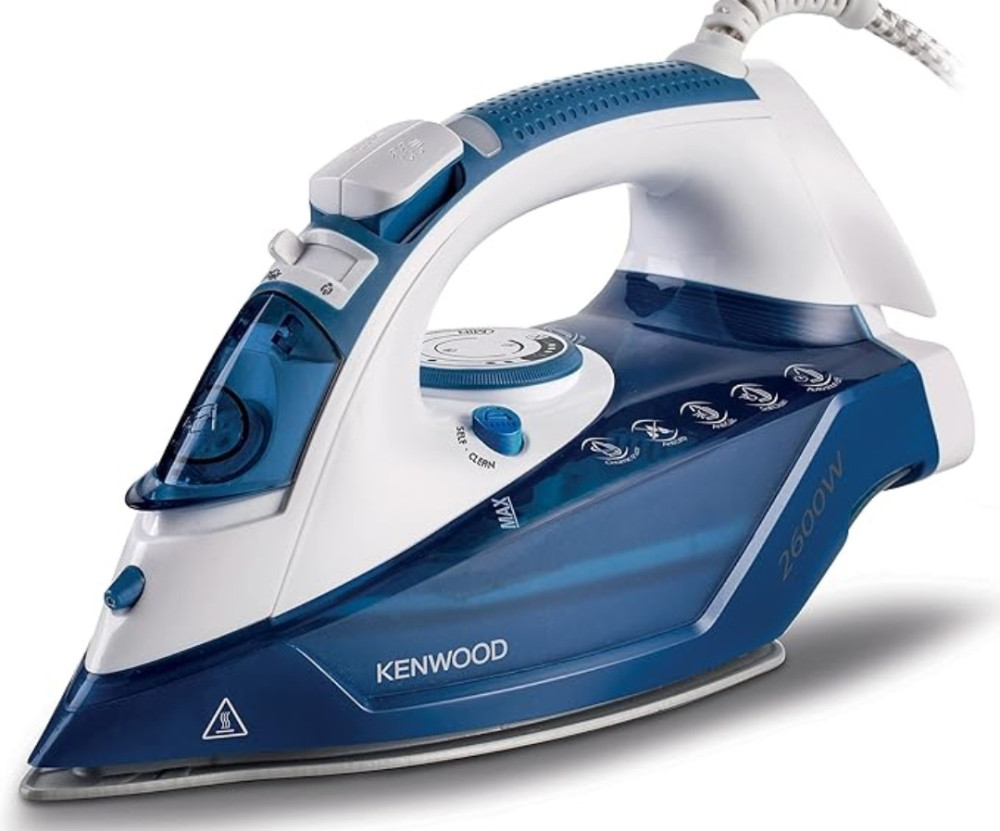 Kenwood 2600W Steam Iron with Ceramic Soleplate & Auto Shut-Off (STP75.000WB) – White/Blue